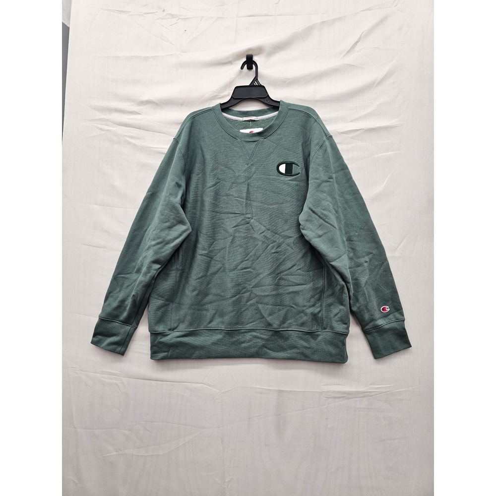 Champion Mens Iconic Crewneck Pullover‎ Sweatshirt Green Cotton Blend Size XXL